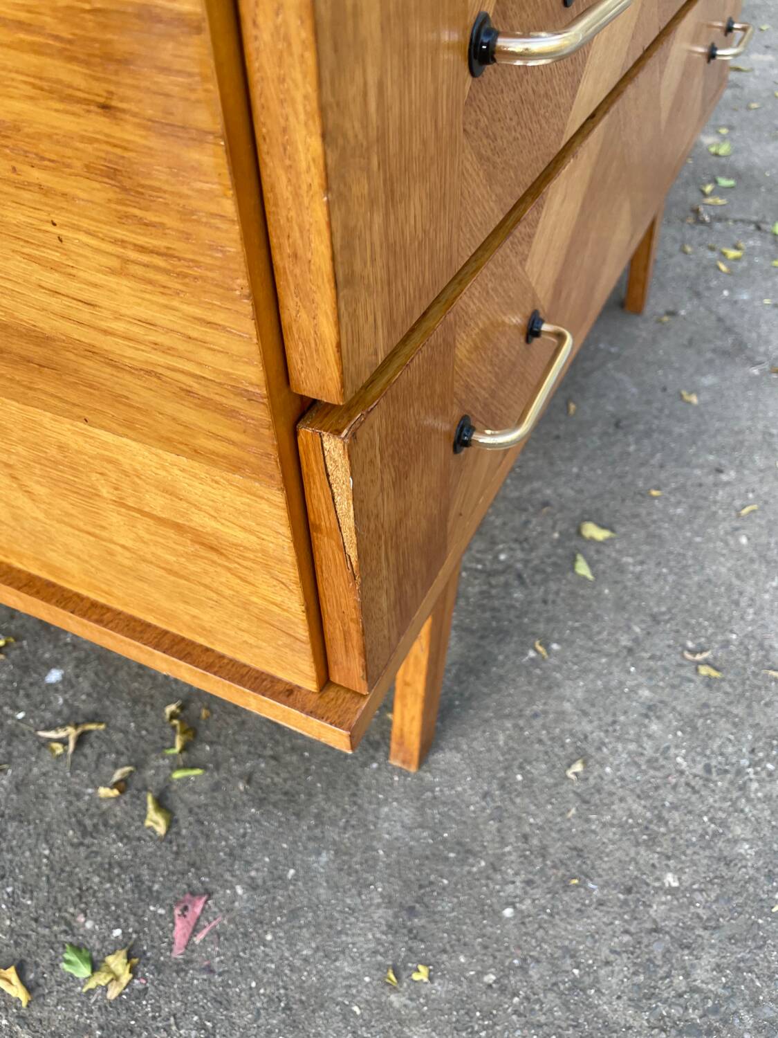 Vintage chest of drawers with compass feet