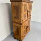 Antique 19th century Biedermeier art deco chest of drawers in walnut with wrought iron locks