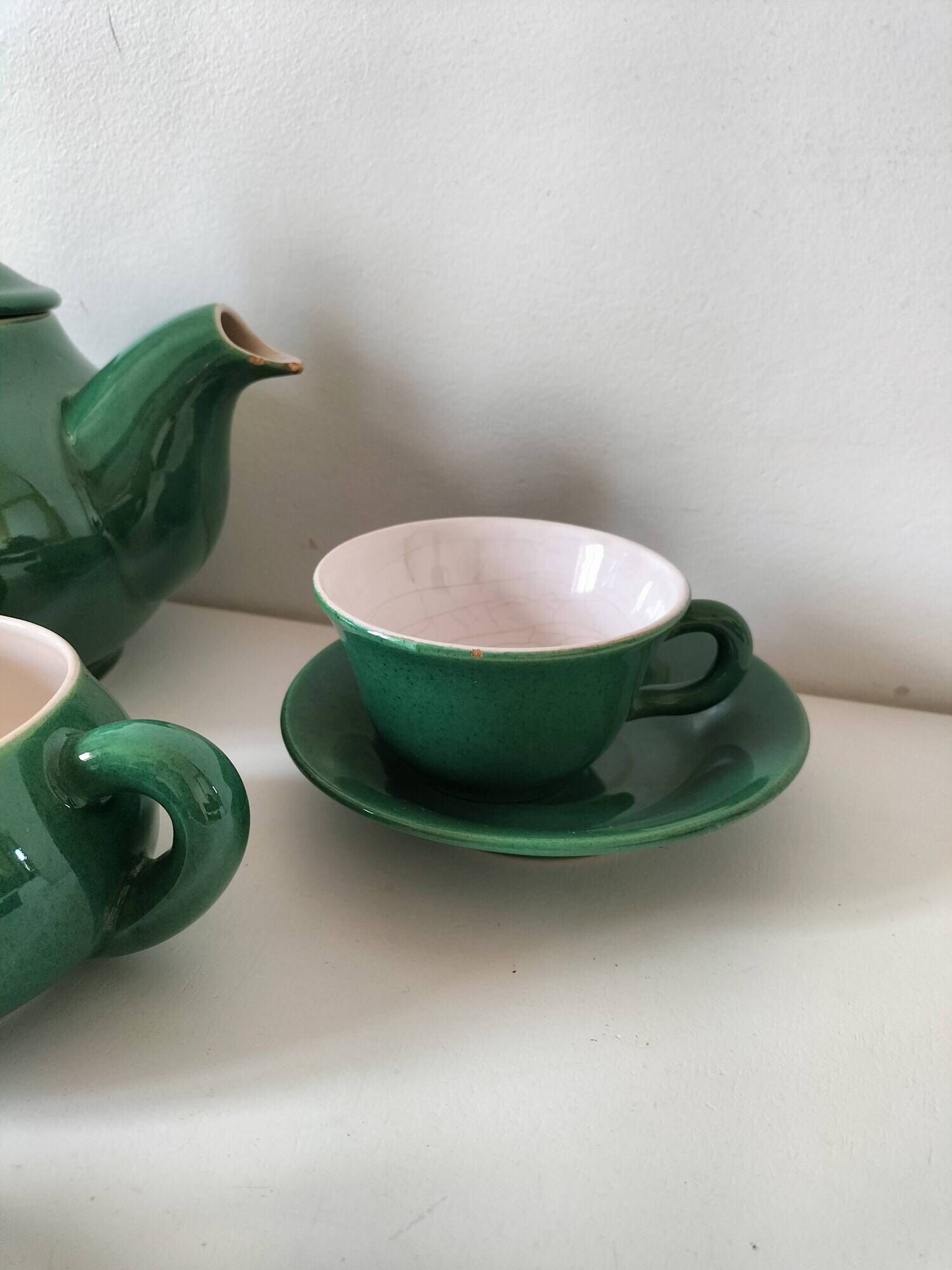Teapot, 3 cups and sugar bowl KERALUC