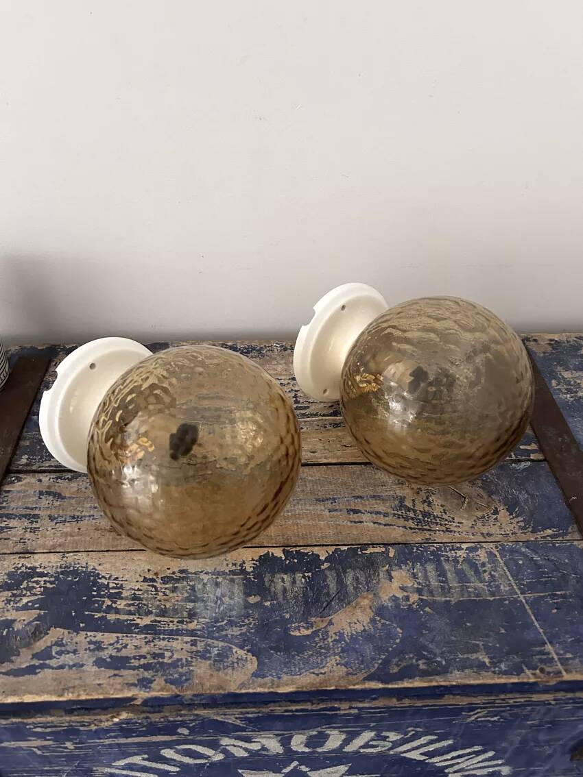 Pair of vintage globe wall lights