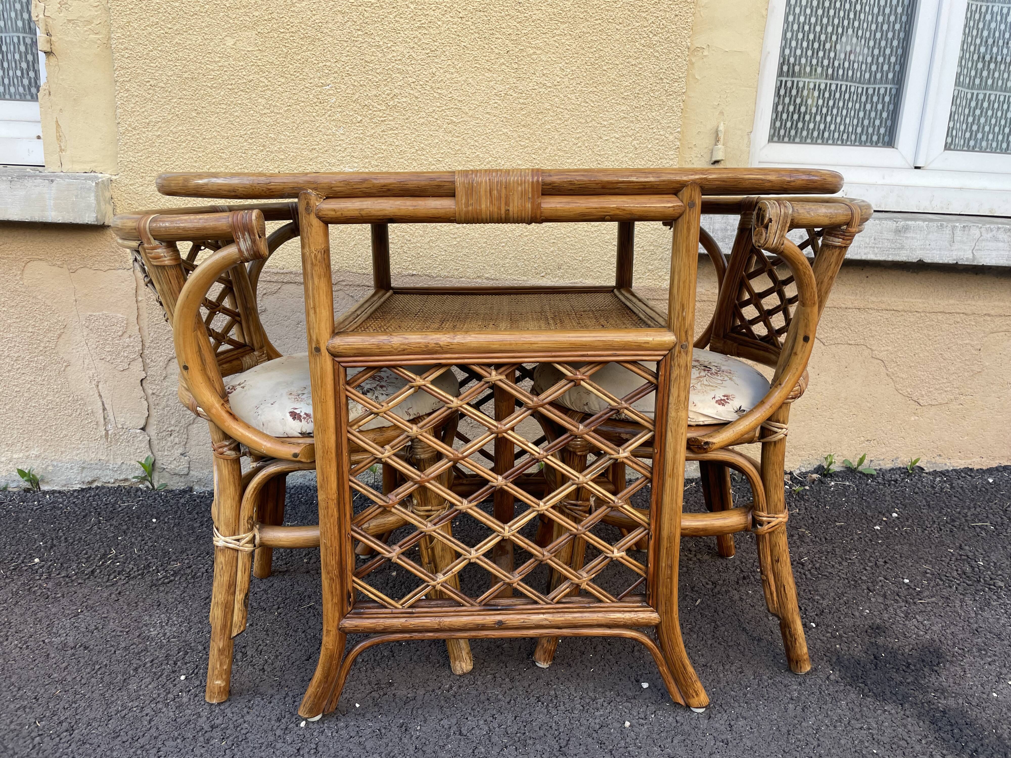 Rattan bamboo table and chairs set