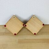 Pair of wooden hooks, wall coat rack