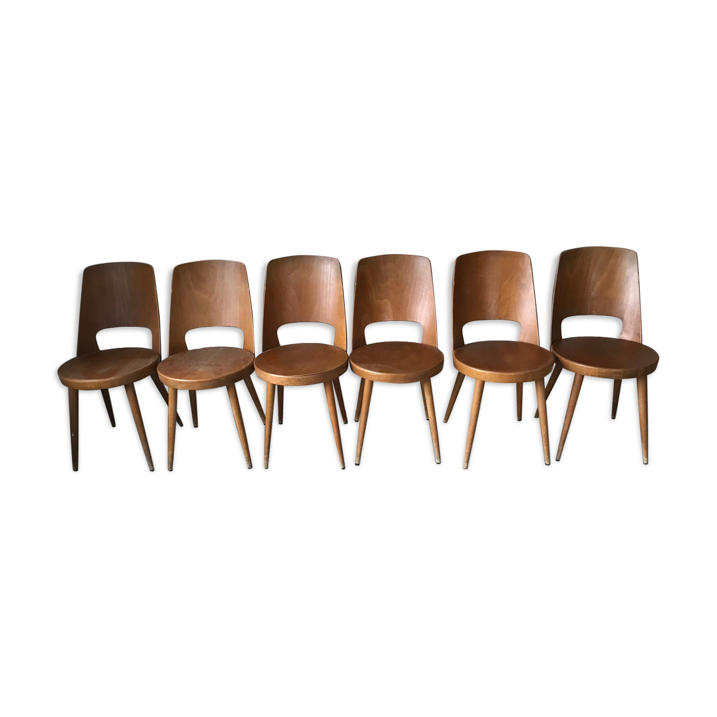 Suite of 6 chairs bistro Baumann, circa 1950.