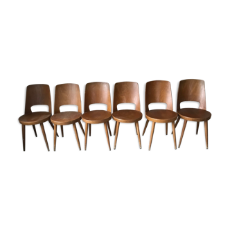 Suite of 6 chairs bistro Baumann, circa 1950.