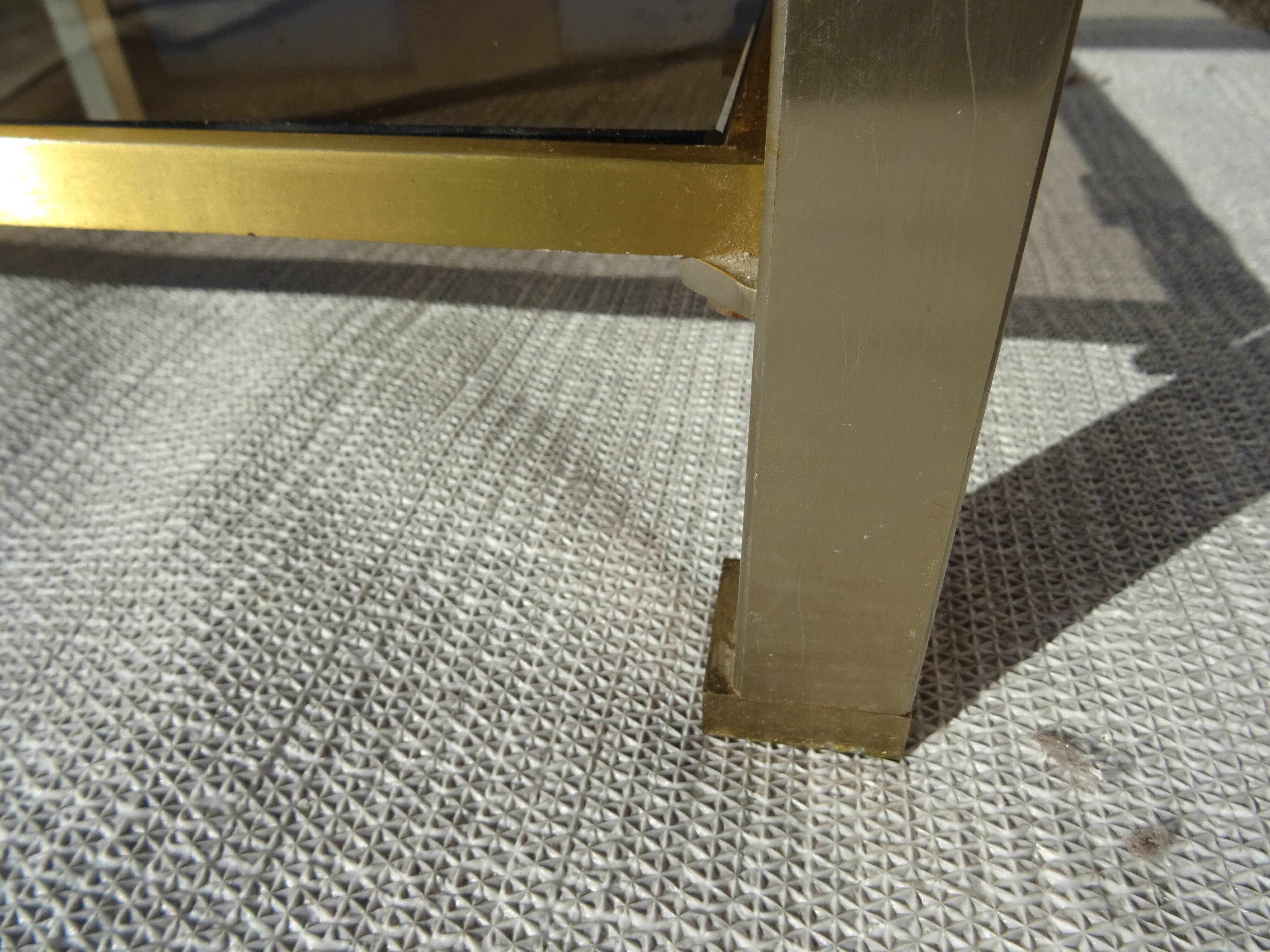 Table bout de canapé acier bicolore Guy Lefèvre Maison Jansen an 70
