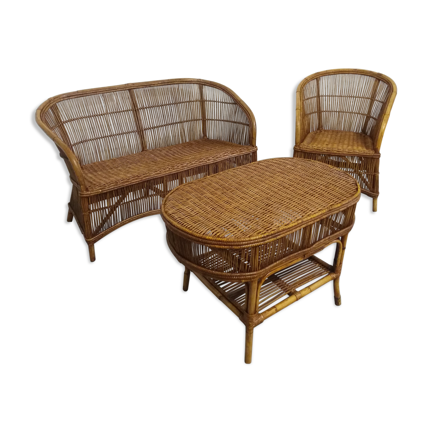 Bamboo and rattan lounge set