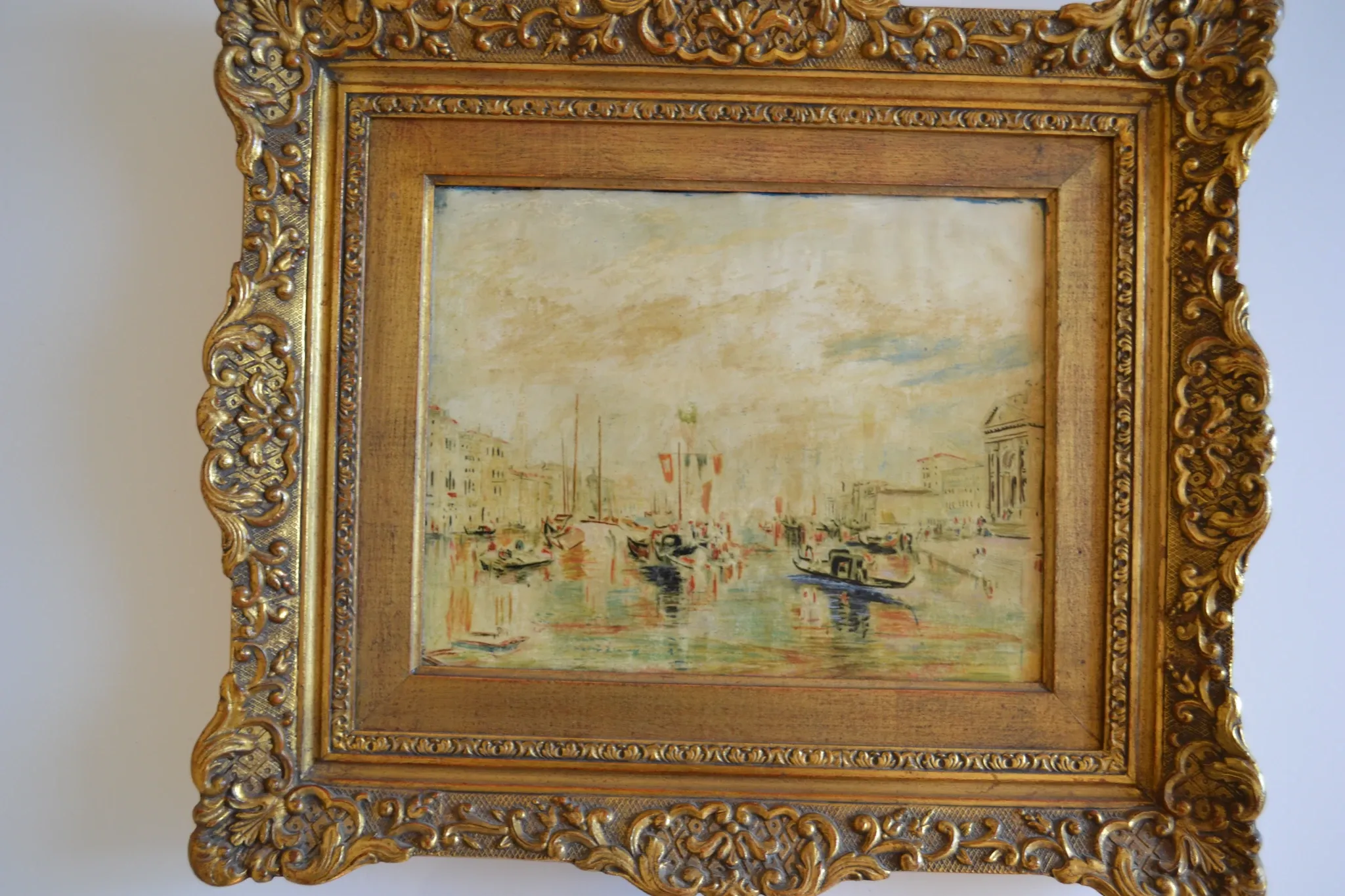 Venice "The Grand Canal" Old painting Oil on canvas