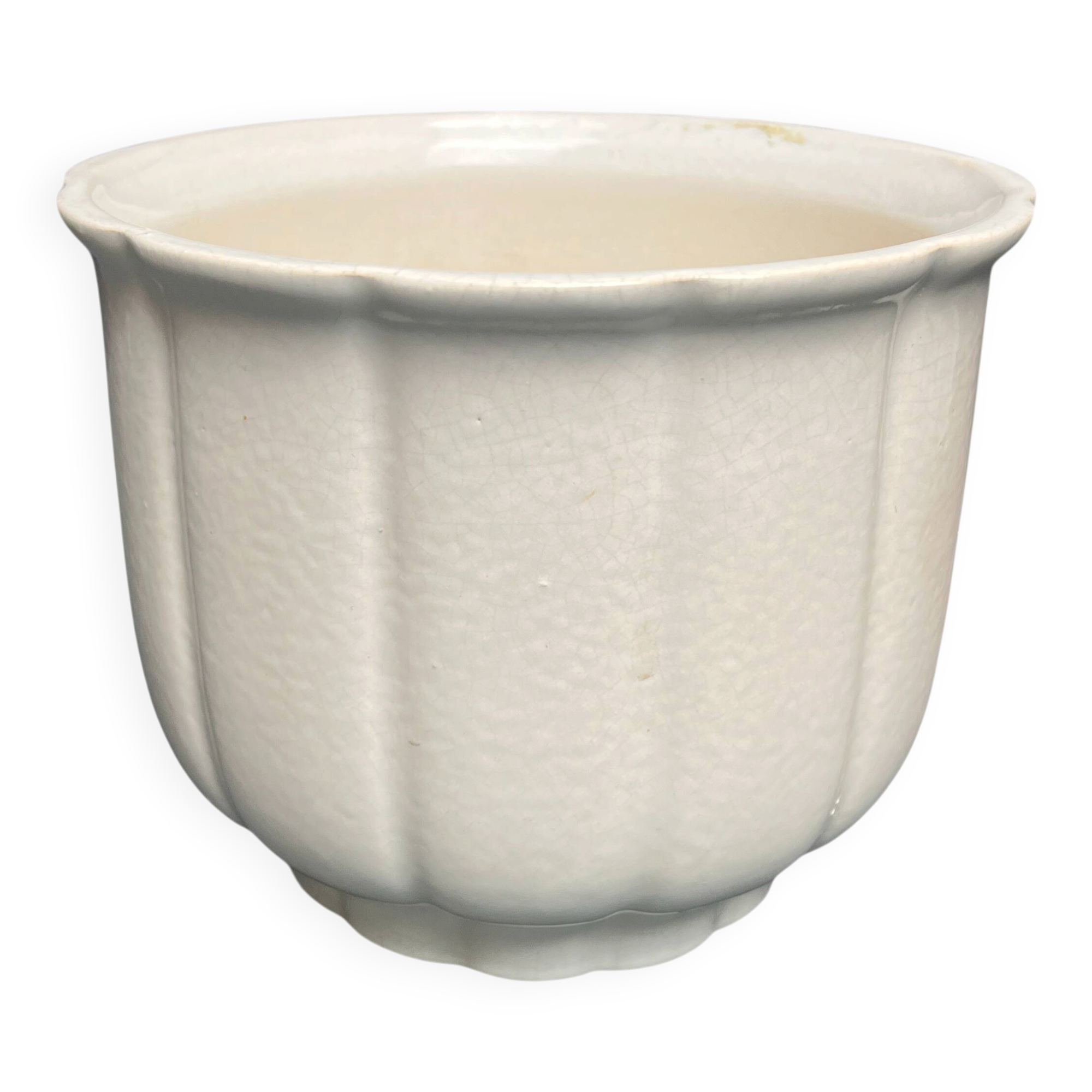 Art Deco, crackled ceramic cache pot by Songden circa 1940.
