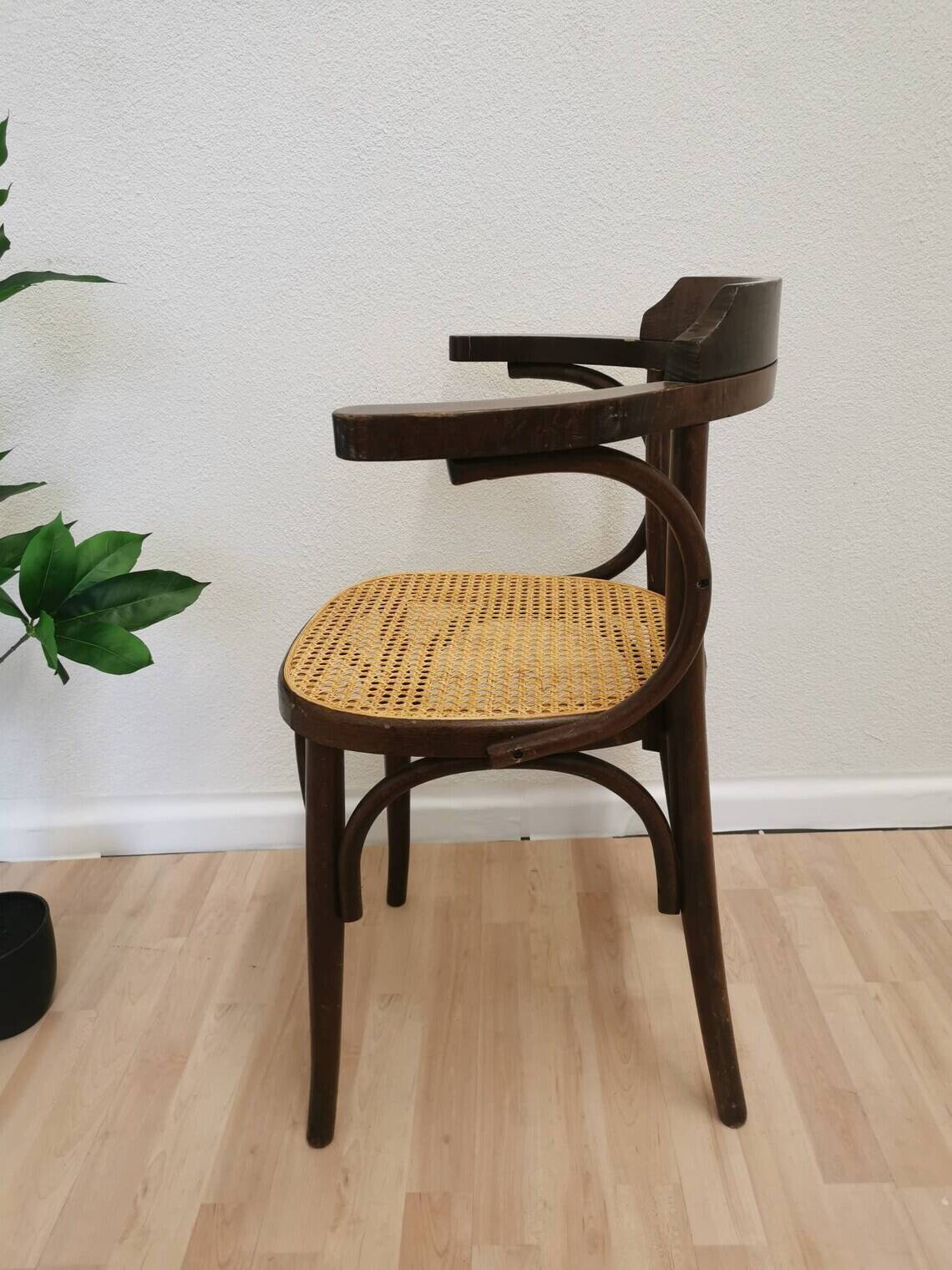 Vintage Bentwood Dining Chair with Cane Seat - Thonet Style