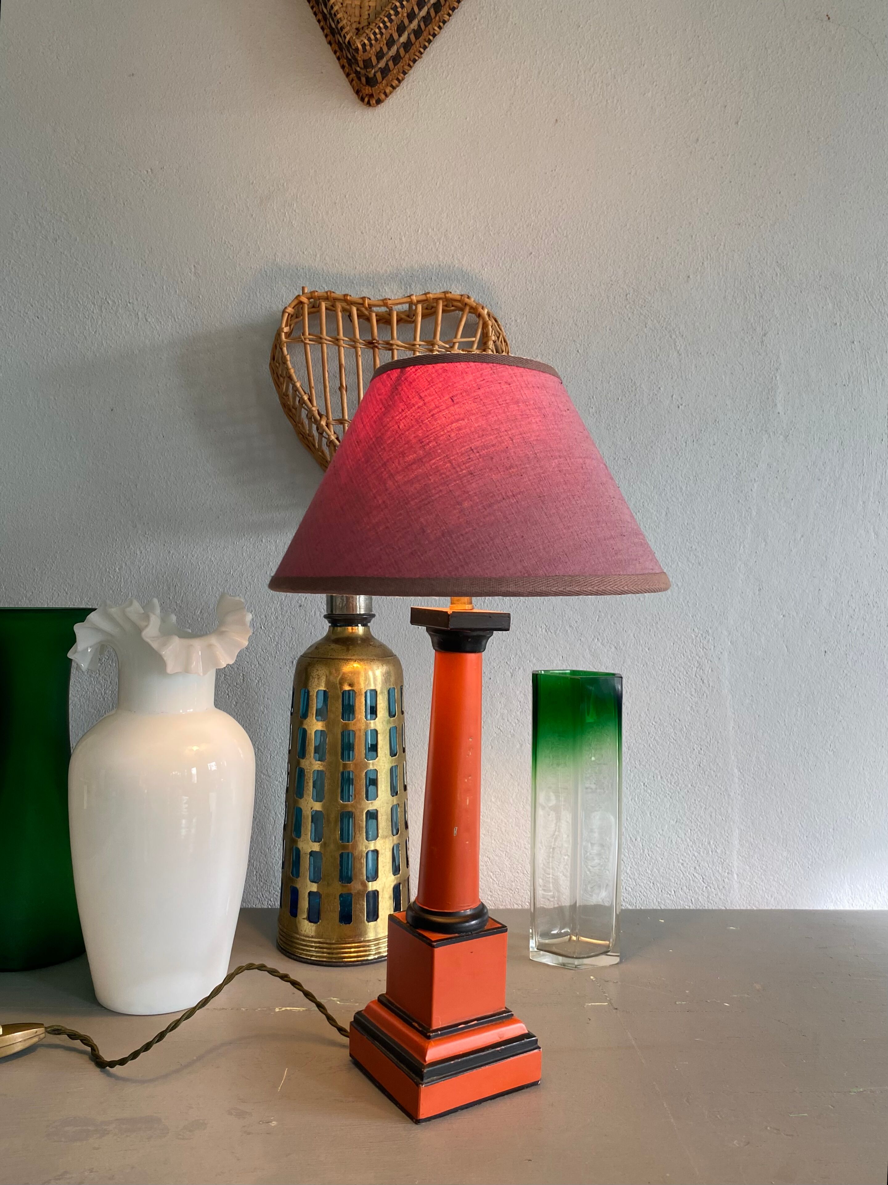Foot and lampshade painted metal, fabric cable 2 m
