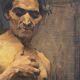 Oil on panel by Alain Beaufreton academic nude male