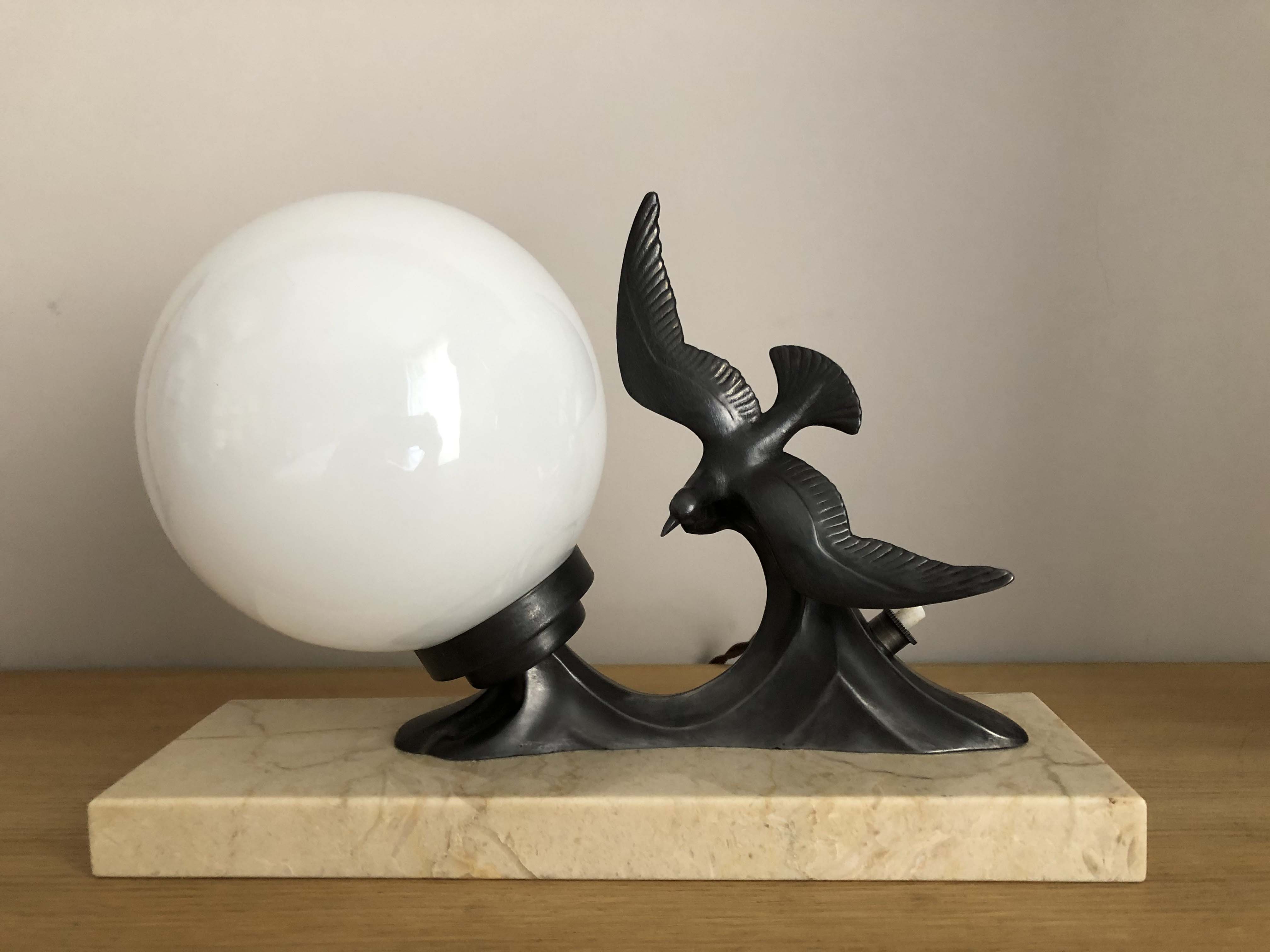 Art Deco Bird Nightlight, Marble, Regular and Opaline