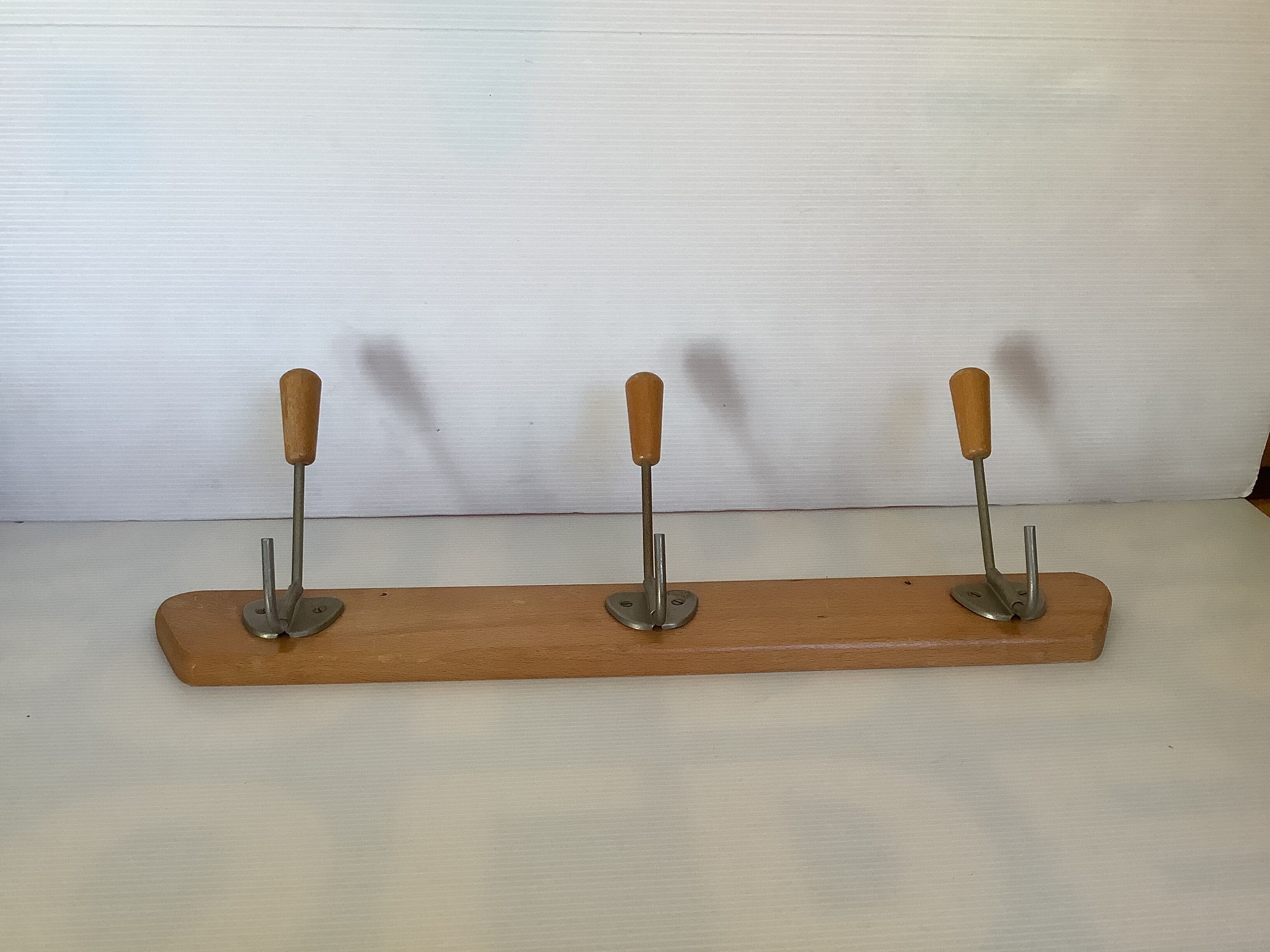 Wooden coat rack wall 3 hooks
