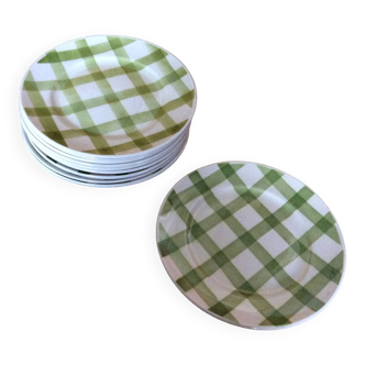 10 checkered dessert plates