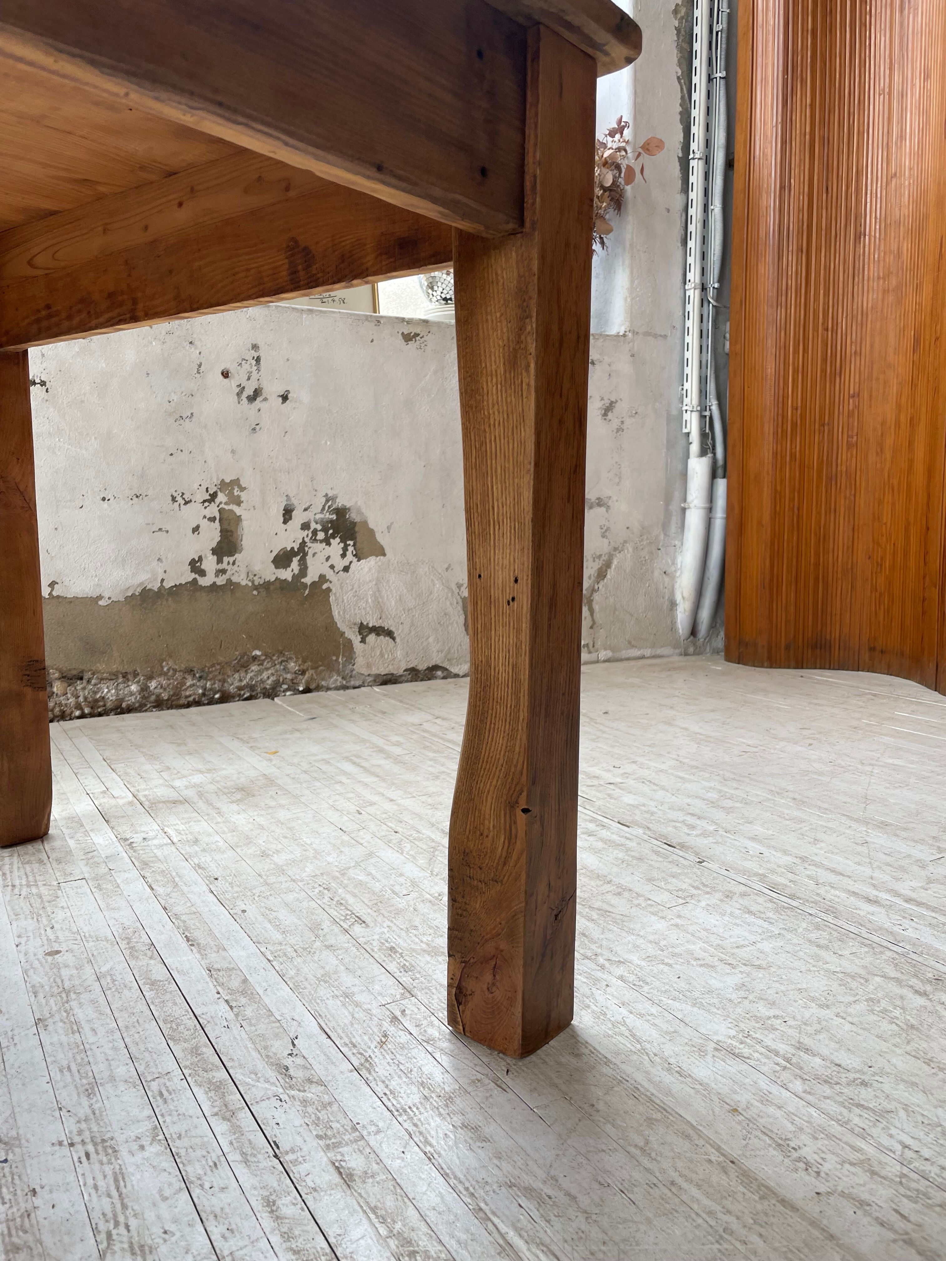 Farmhouse table in elm and pine 2m