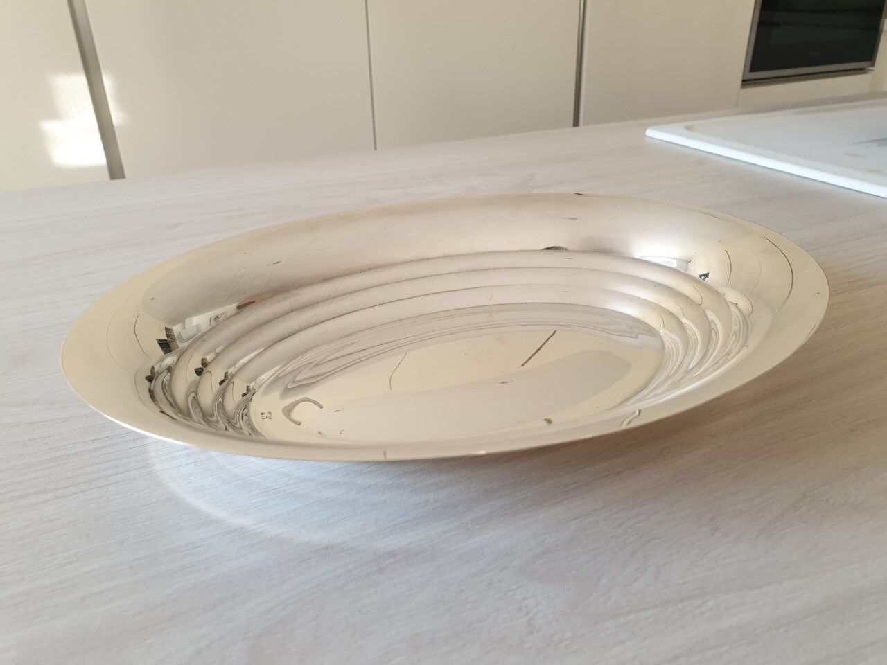 Silver metal vegetable dish