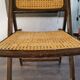 Vintage wooden folding chair with 1960 rattan seat and back