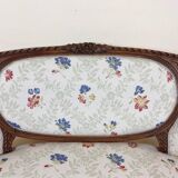 Louis XVI Style Basket Bench with floral fabric