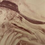 Signed painting monochrome watercolor caput mortum female portrait "Belle époque"