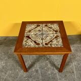 Danish mid-century teak sidetable with tile inlay 1960s