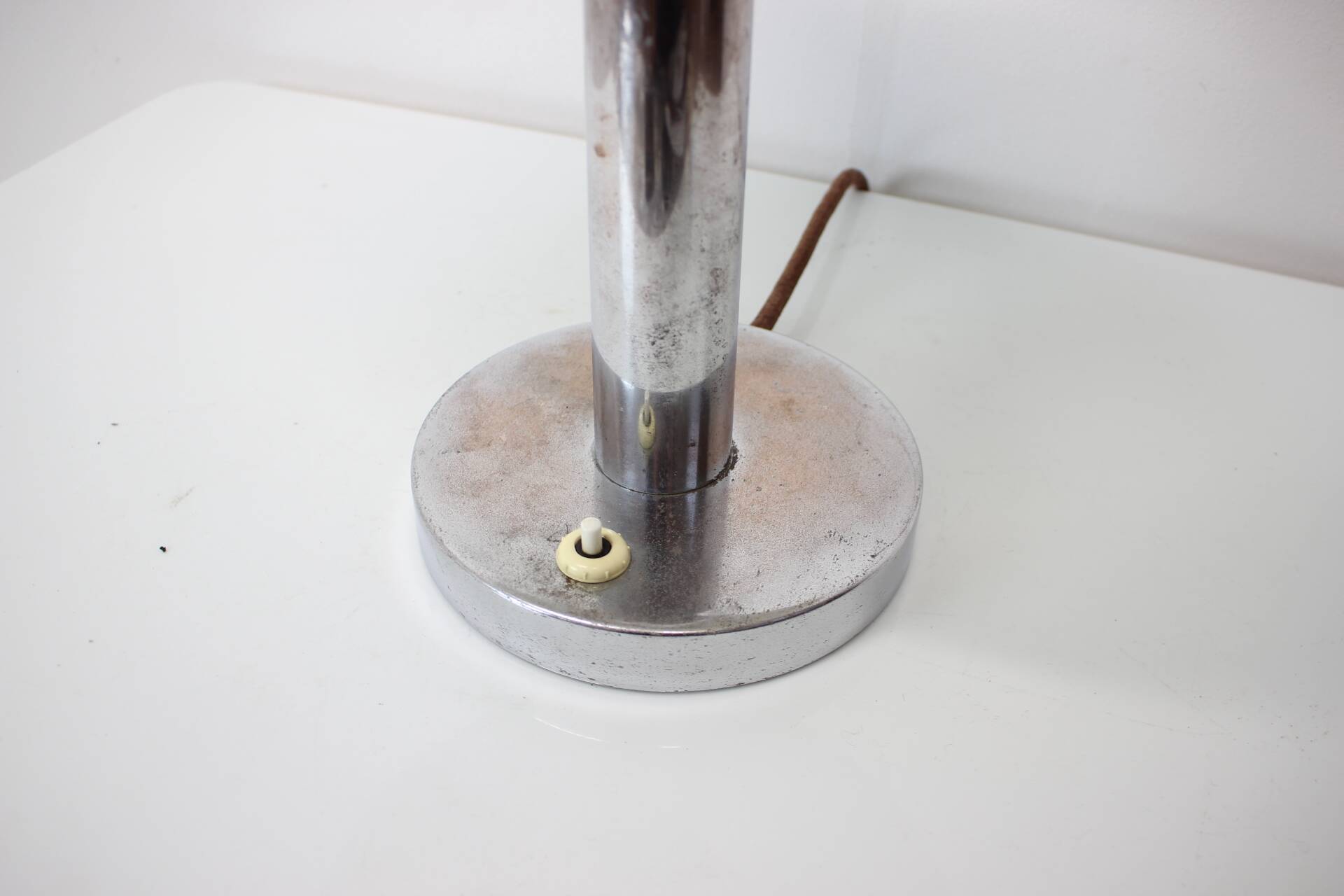 1930s Art Deco Chrome Plated Mushroom Table Lamp, Czechoslovakia