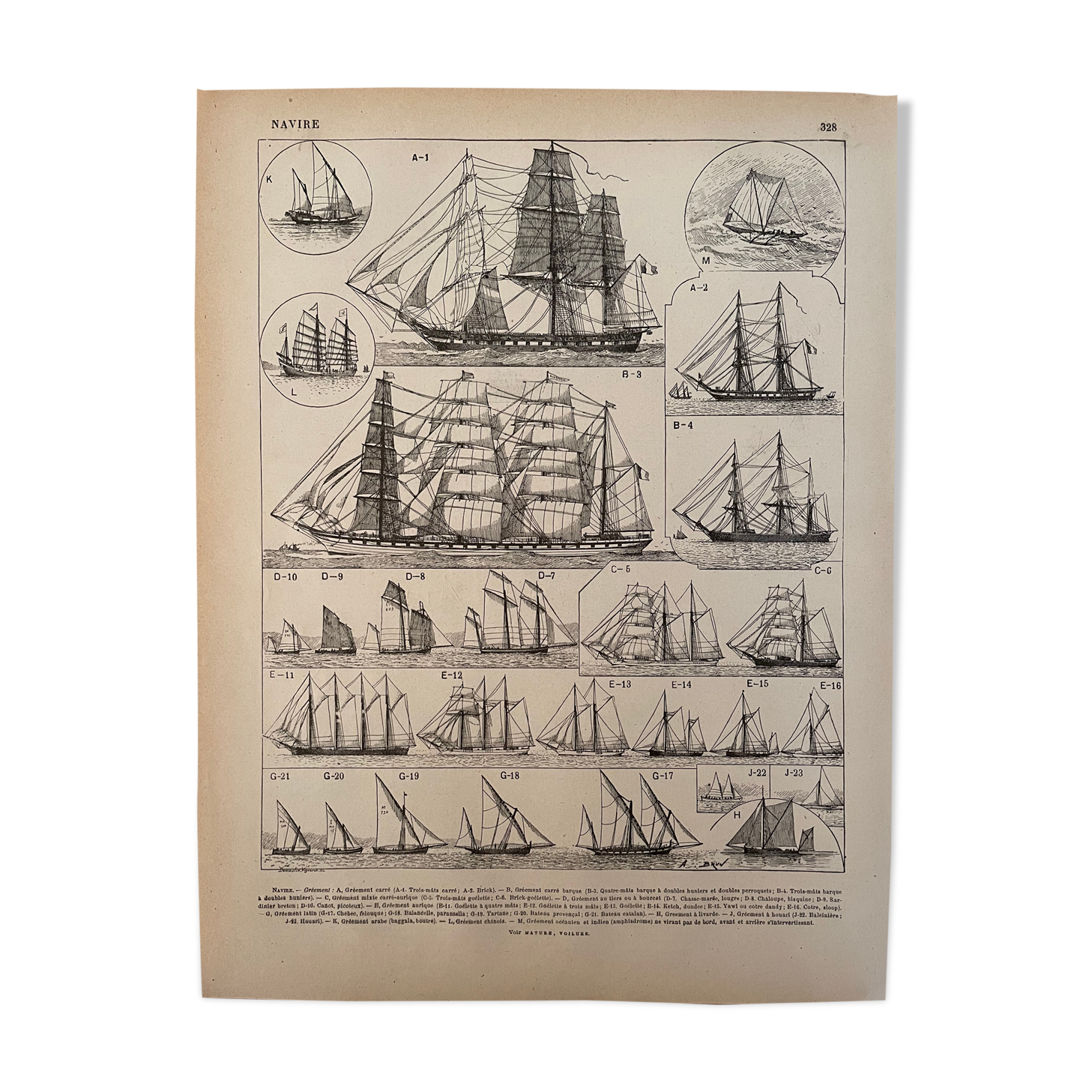 Lithograph engraving on ships from 1897
