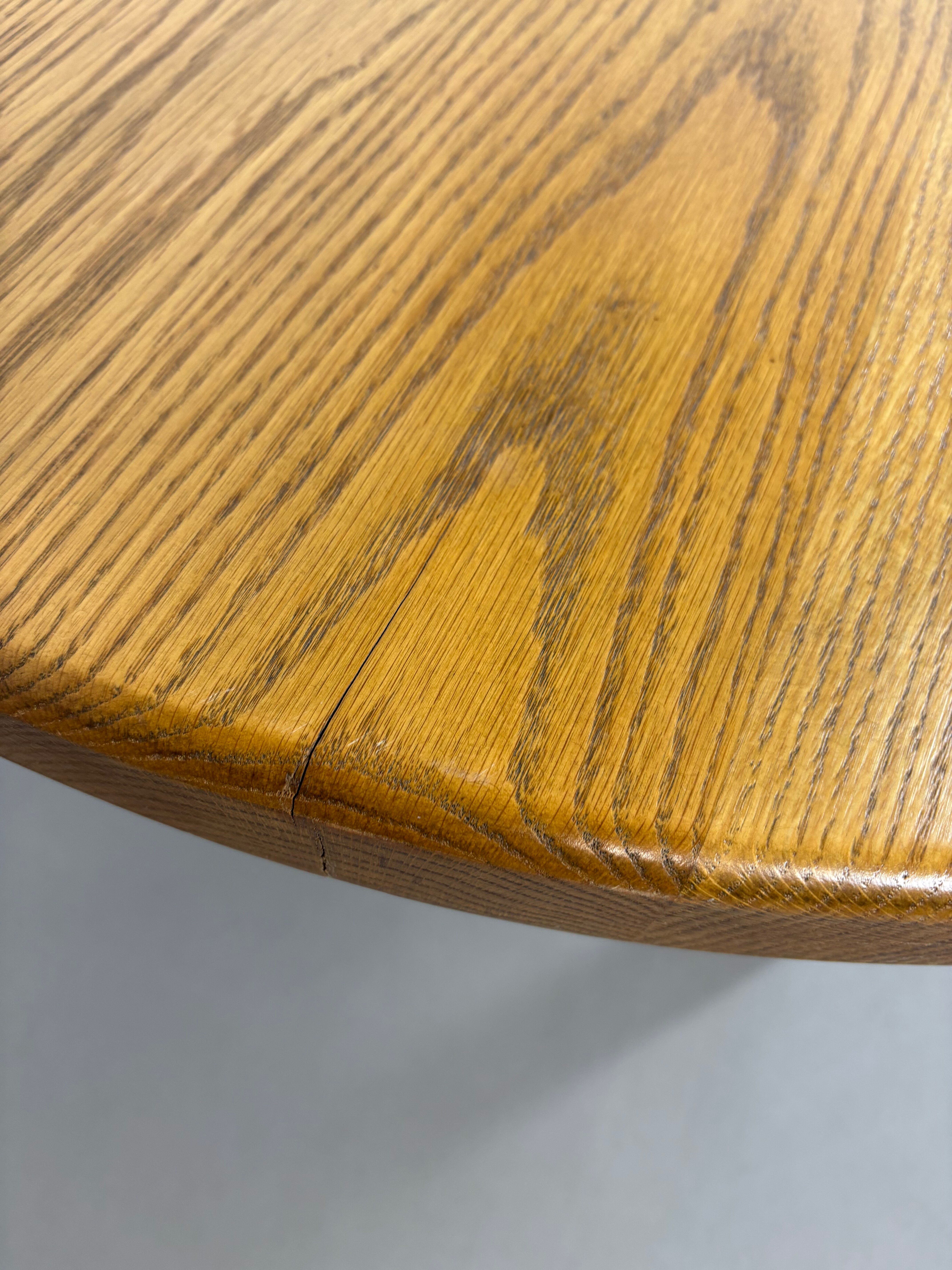 Round Oak Brutalist Round Coffee Table