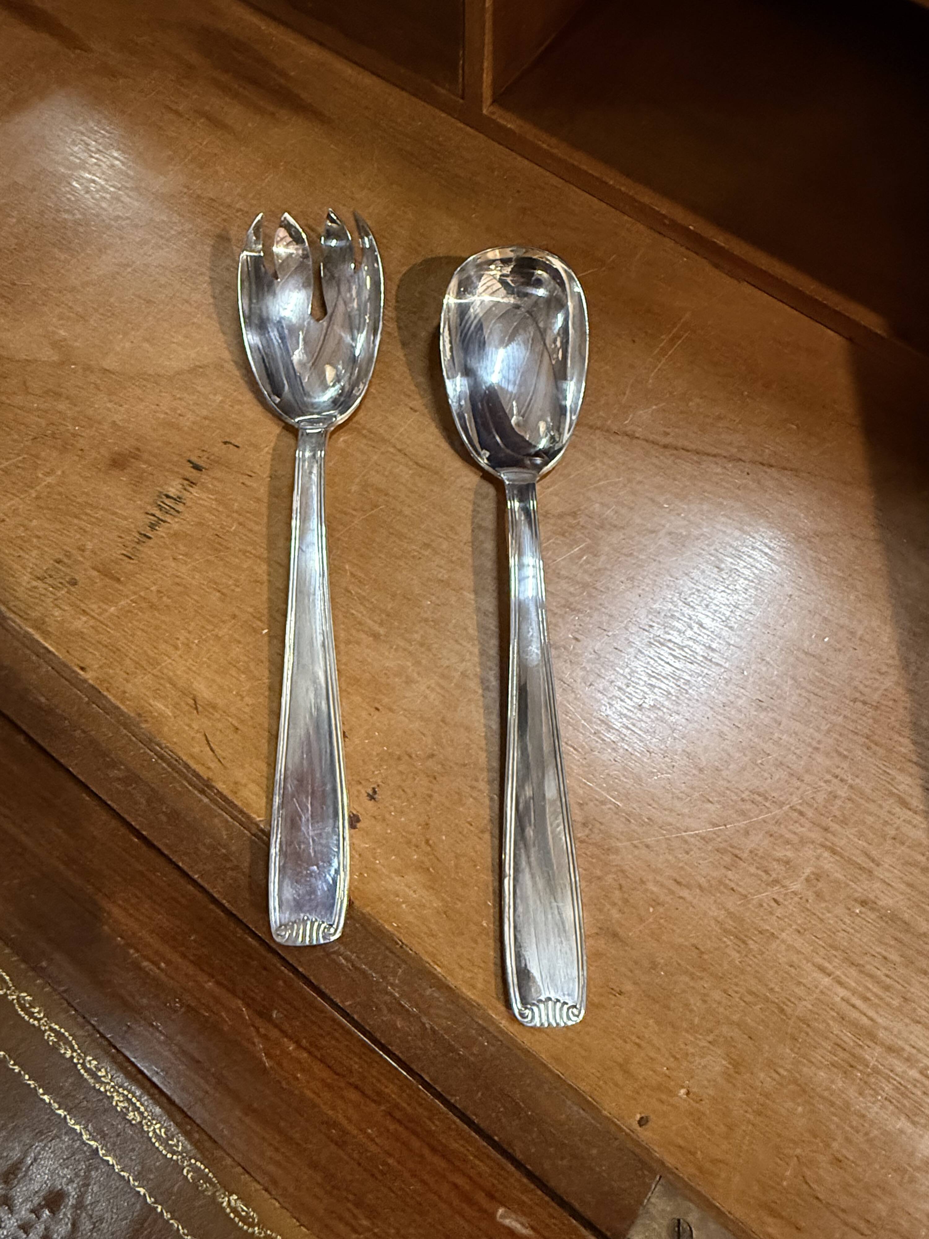 Silver-plated salad servers