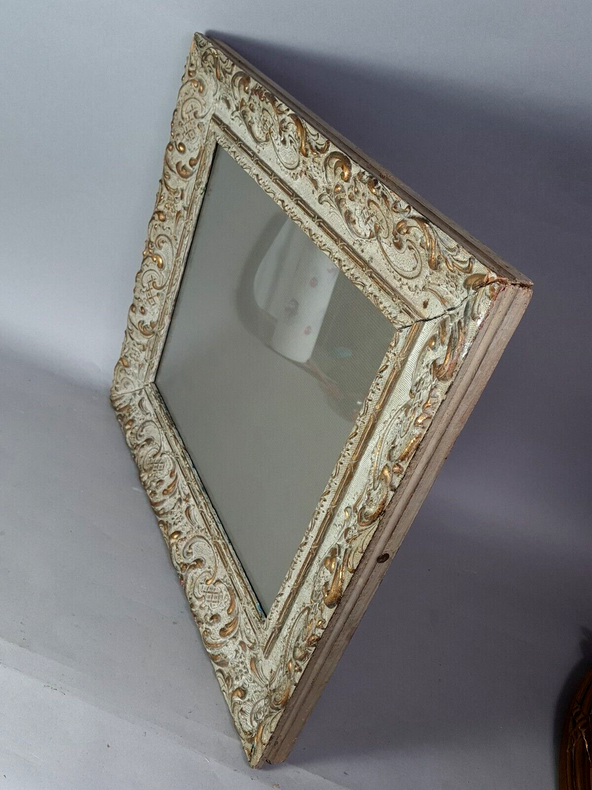 Old frame patinated stucco wood 58x50 foliage 41x33 or 34 cm + glass SB183