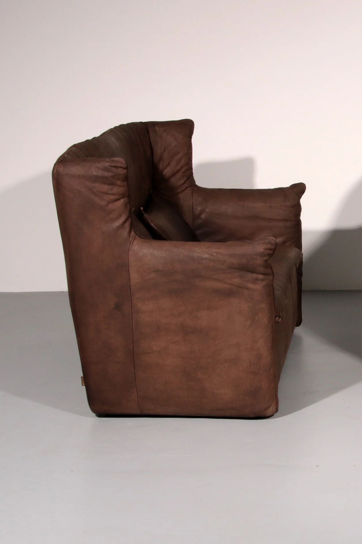 Patinated leather sofa by Gerard van den Berg for Montis, Netherlands, 1970s