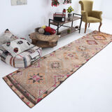 Red and orange vintage runner rug, 370x82cm