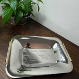 Silver and gold metal serving tray