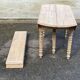 Renovated Louis Philippe round extendable dining table with 4 leaves.