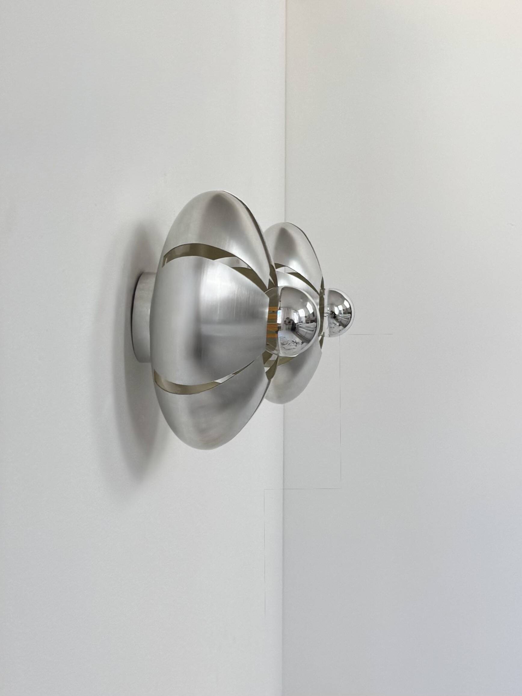 Pair of vintage wall lights, brushed aluminium, France, 1970.