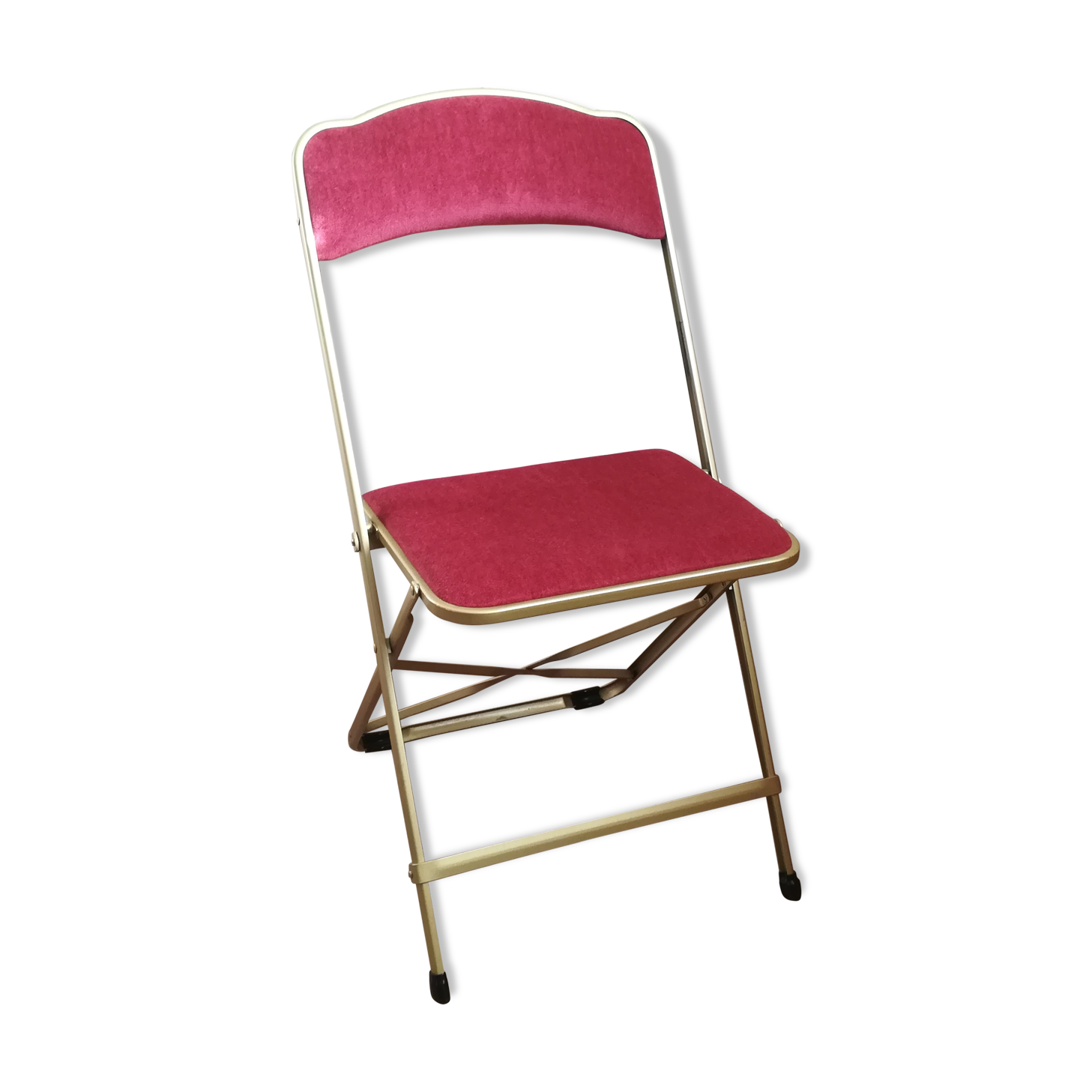 Pink velvet folding chair
