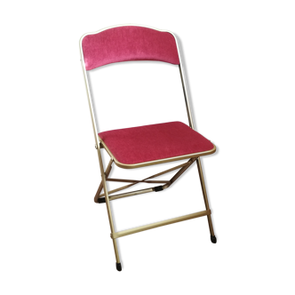Chaise pliante velours rose