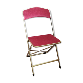Pink velvet folding chair