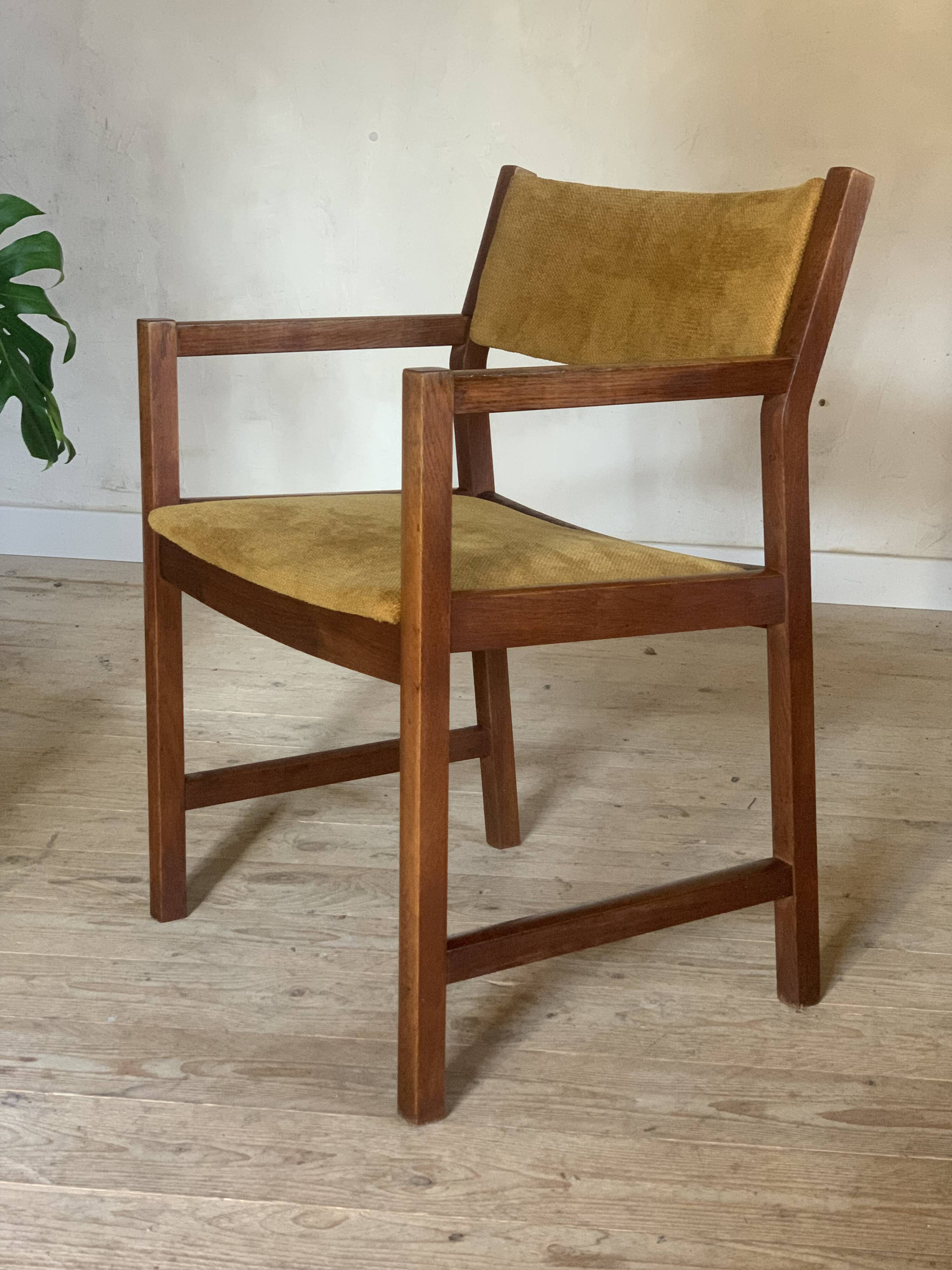 Vintage Danish armchair by Borge Mogensen in yellow velvet
