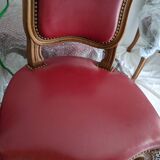 Set of Louis XV Cabriolet Chairs – Carved Wood & Bordeaux Leather