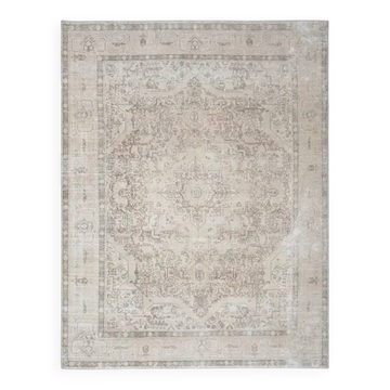 1970s Vintage Persian Handmade Wool Cotton Brown Area Rug 297x378