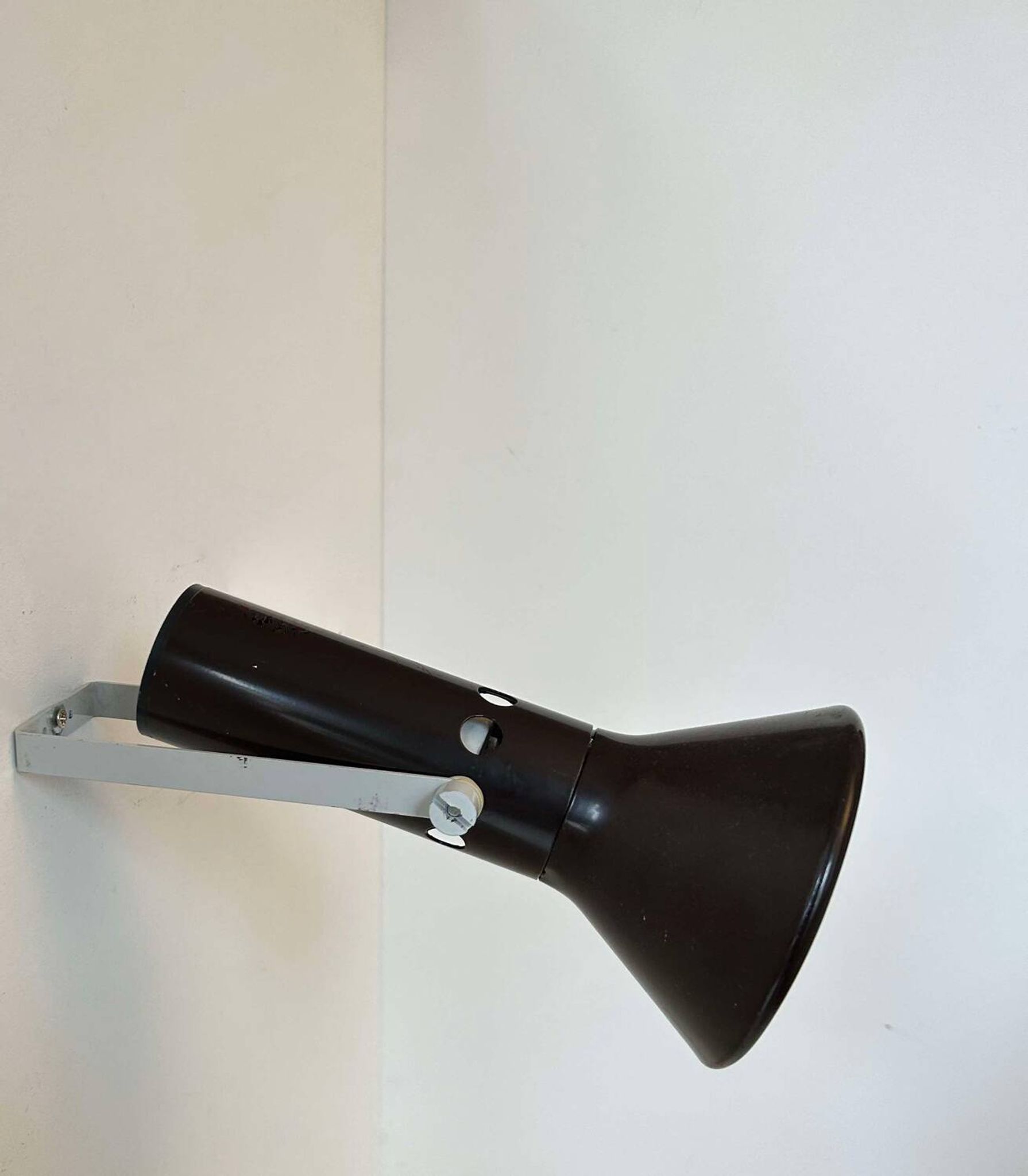 Pair of vintage adjustable wall lights, brown metal, France 1970