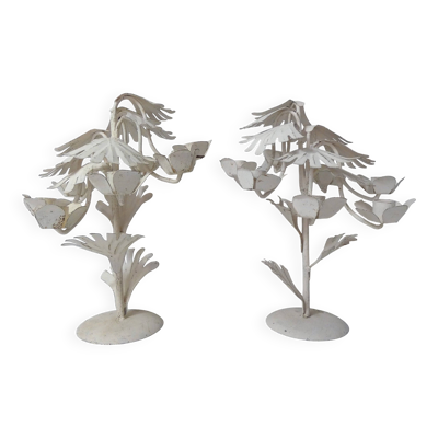 paire de chandelier candélabre métal zinc vintage