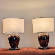 Pair of vintage 70s ceramic bedside lamps – Glazed enamels & e