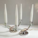 Pair of Art Deco Glass Chrome Lamps