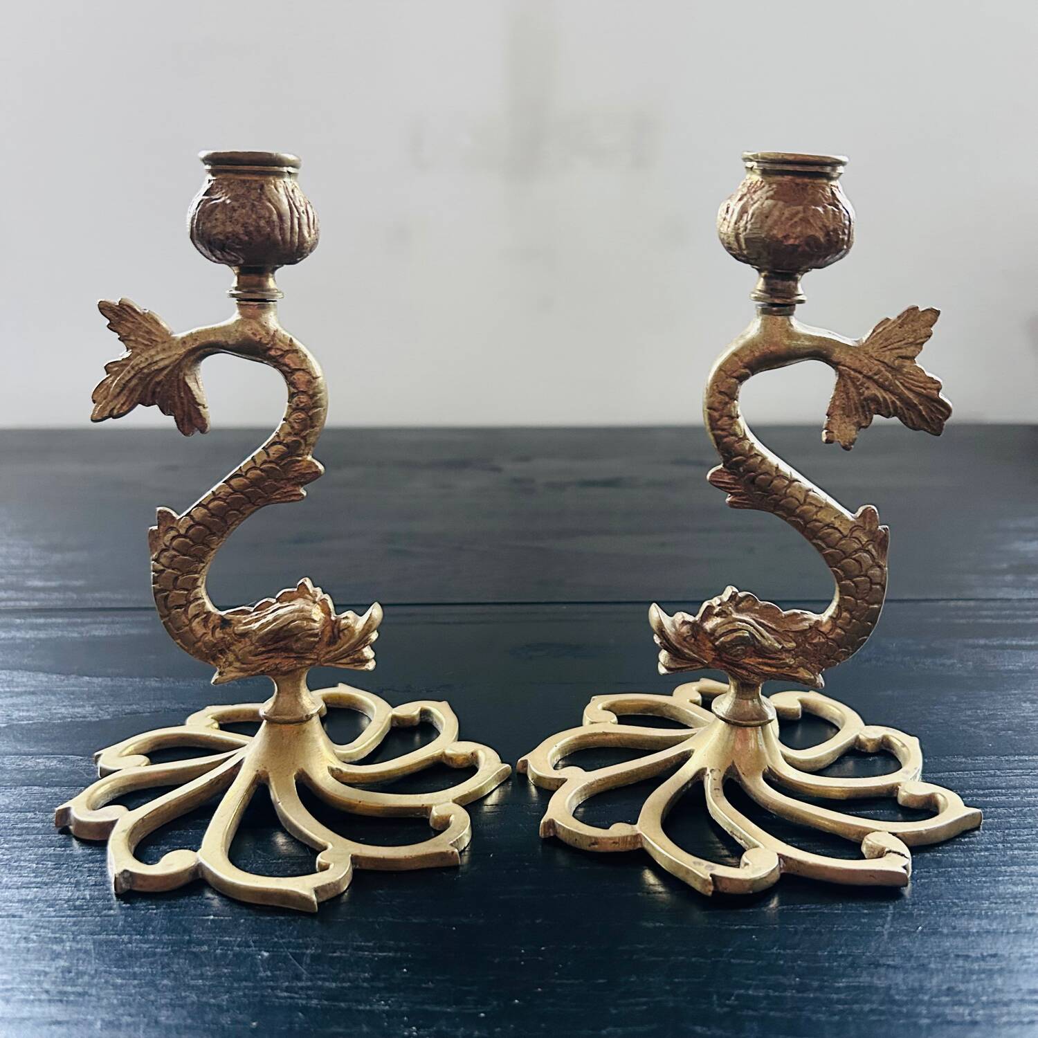 Pair of gilded bronze candlesticks