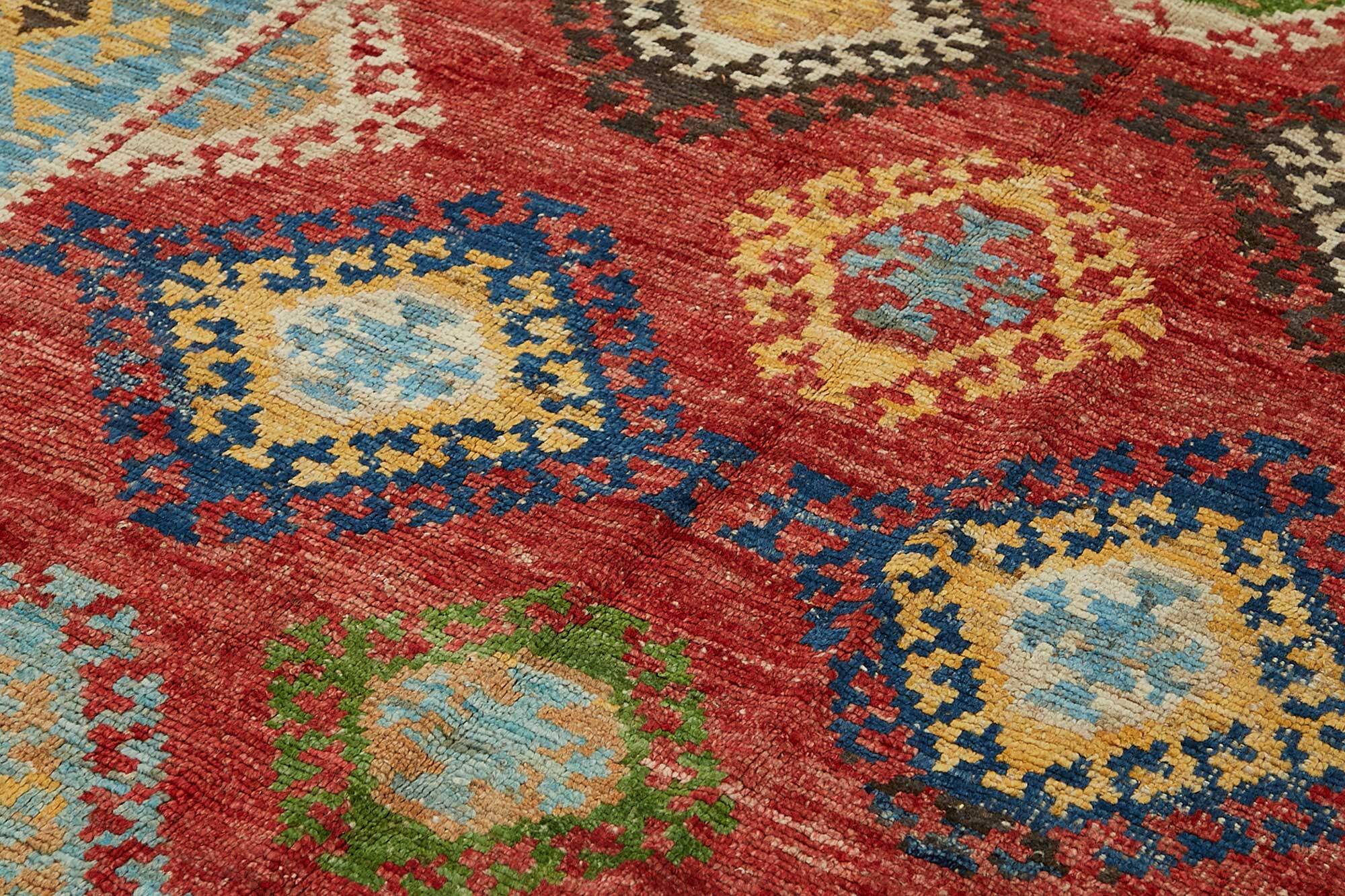 Handwoven Turkish Rustic 228 cm x 300 cm Multicolor Wool Carpet