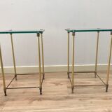 Pair of pieces of regency brass sofas and 60s glass
