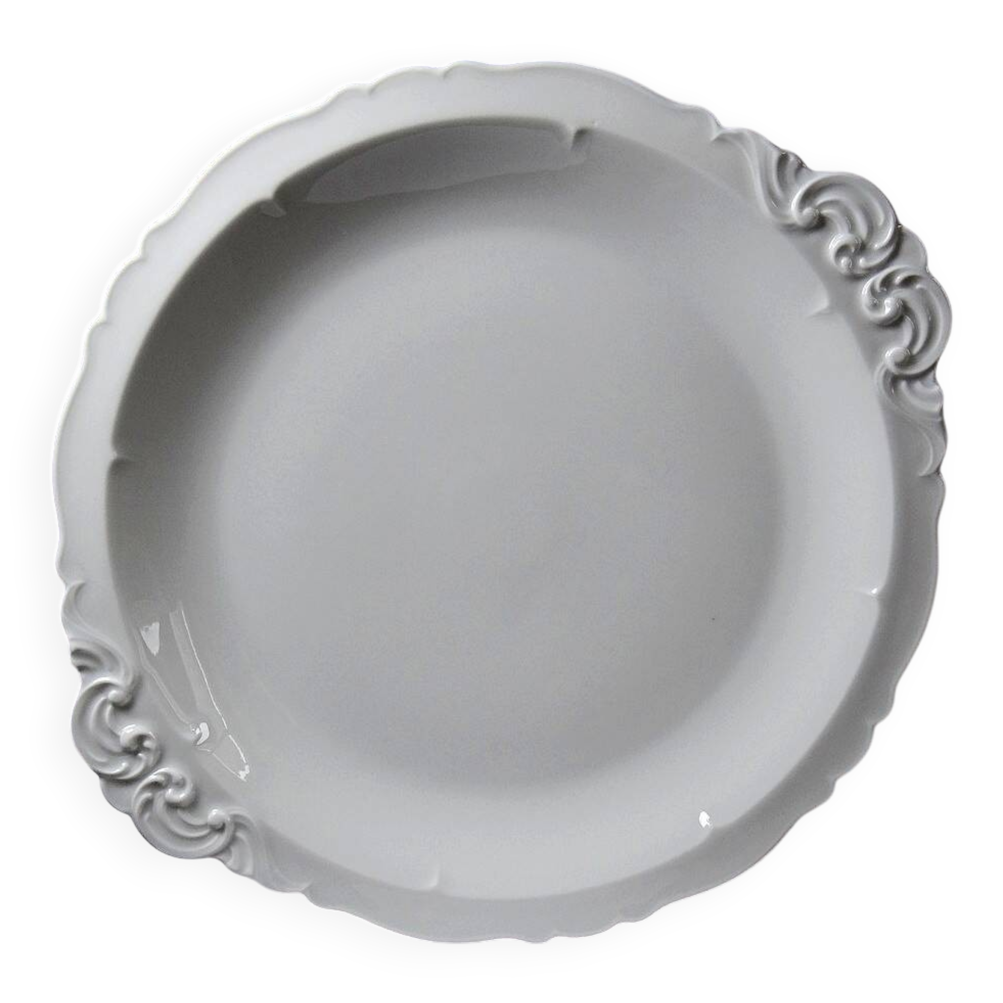 Large serving dish in fine white Limoges porcelain, vintage/antique