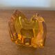 Antique Vintage Orange Yellow Molded Crystal Pocket Ashtray #C268