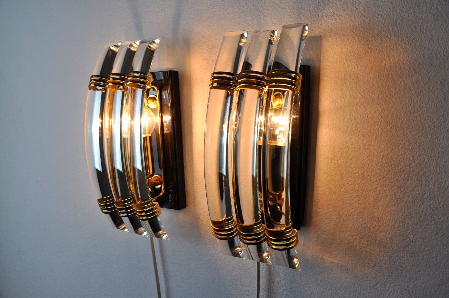 Paire d’appliques Triedi Murano, Italie, 1970